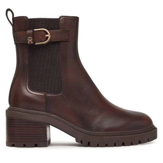 Obrázek produktu Polokozačky Tommy Hilfiger Block Heel Buckled Chelsea Boot FW0FW09577 Tmavě hnědá