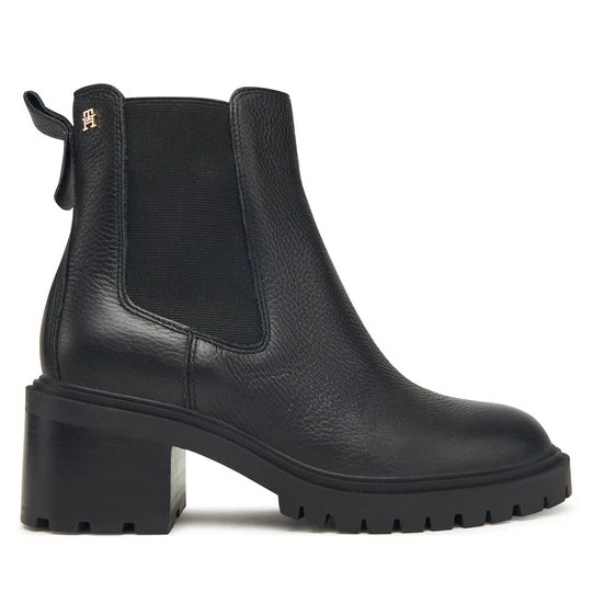 Obrázek produktu Polokozačky Tommy Hilfiger Th Leather Chelsea Cleated Heel FW0FW08774 Černá