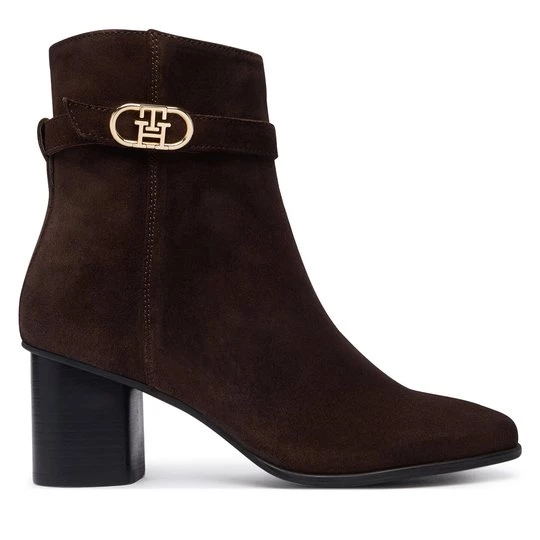 Obrázek produktu Polokozačky Tommy Hilfiger Th Strap Suede Block Heel Boot FW0FW09521 Tmavě hnědá