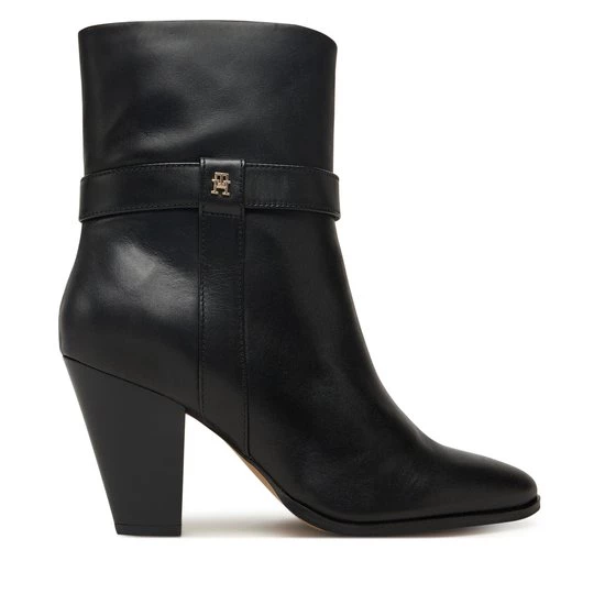 Obrázek produktu Polokozačky Tommy Hilfiger Th T-Strap Leather Pointy Bootie FW0FW08984 Černá
