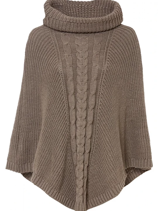 Obrázek produktu Poncho z dzianiny z golfem BonPrix brązowy