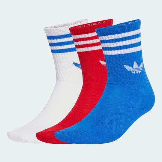 Obrázek produktu Ponožky 3-Stripes Crew – 3 páry Adidas červená