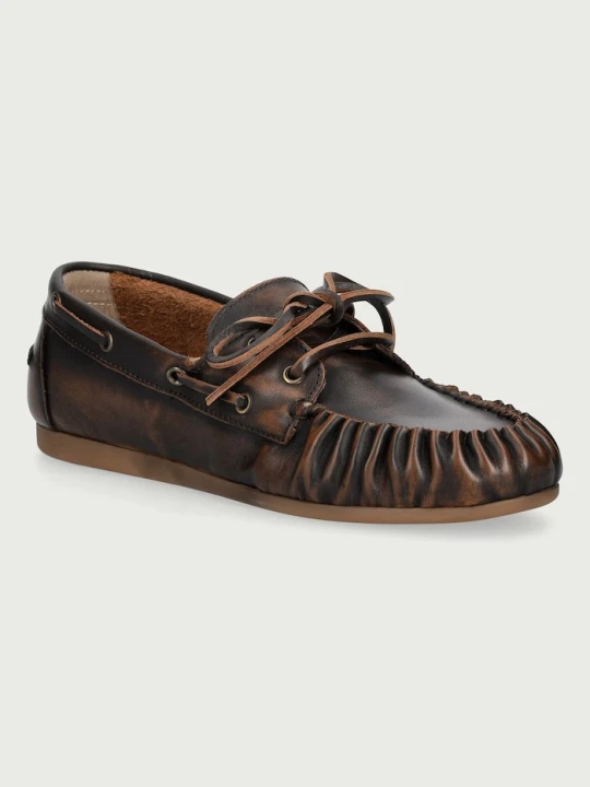 Obrázek produktu Posa mokasíny dámské kožené Boat Loafer Wrinkle hnědá