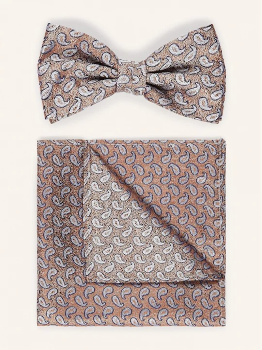 Obrázek produktu Prince Bowtie Sada: Motýlek A Kapesníček Do Náprsní Kapsy hnědá / bílá / tmavě modrá