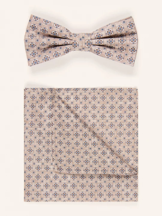 Obrázek produktu Prince Bowtie Sada: Motýlek A Kapesník béžová / modrá / bílá