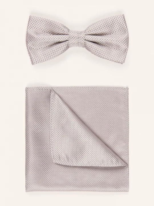 Obrázek produktu Prince Bowtie Sada: Motýlek A Kapesník černošedá / krémová