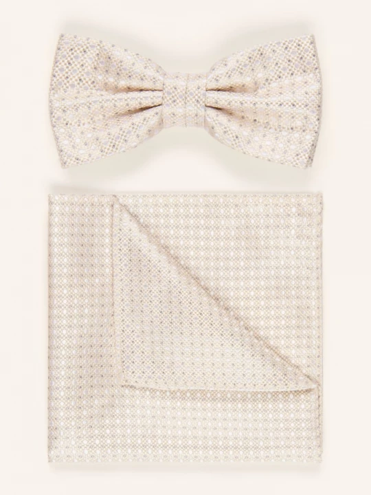 Obrázek produktu Prince Bowtie Sada: Motýlek A Kapesník krémová / šedá / bílá