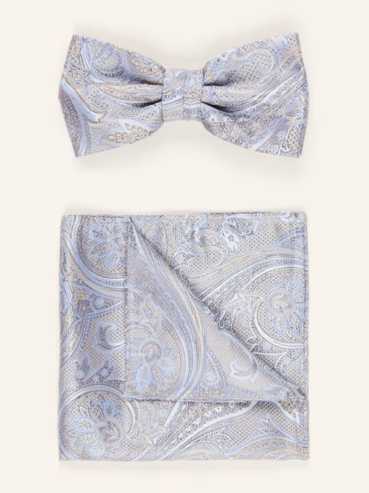 Obrázek produktu Prince Bowtie Sada: Motýlek A Kapesník světle šedá / tmavě modrá