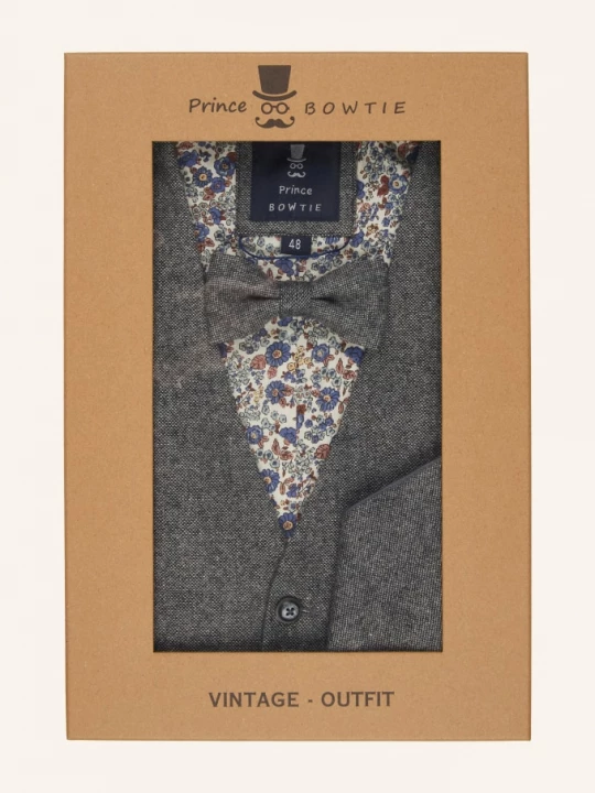 Obrázek produktu Prince Bowtie Sada: Obleková Vesta, Motýlek A Kapesníček Do Náprsní Kapsy tmavě šedá