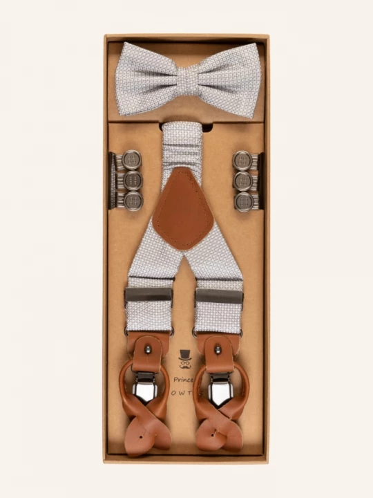 Obrázek produktu Prince Bowtie Sada: Šle A Motýlek světle šedá