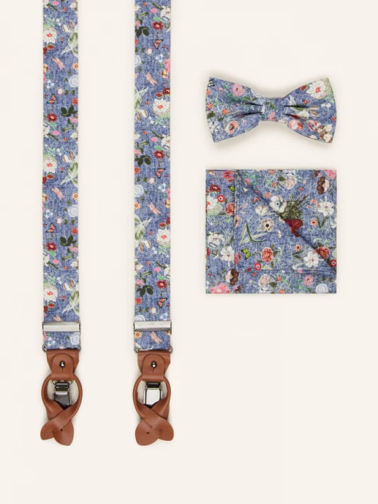 Obrázek produktu Prince Bowtie Sada: Šle, Motýlek A Kapesníček Do Náprsní Kapsy tmavě modrá / tmavě modrá