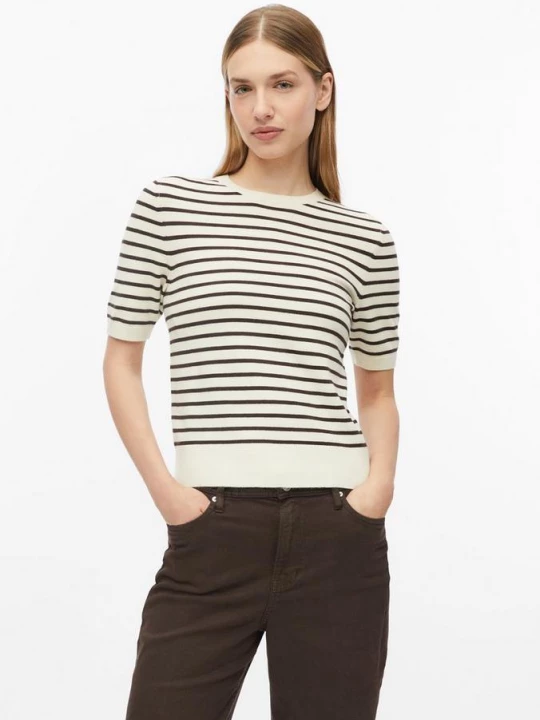 Obrázek produktu Pruhovaný pletený pulovr s krátkým rukávem, střih Slim Fit s.Oliver
