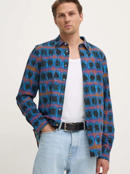 Obrázek produktu PS Paul Smith Bavlněná košile PS Paul Smith námořnická modř