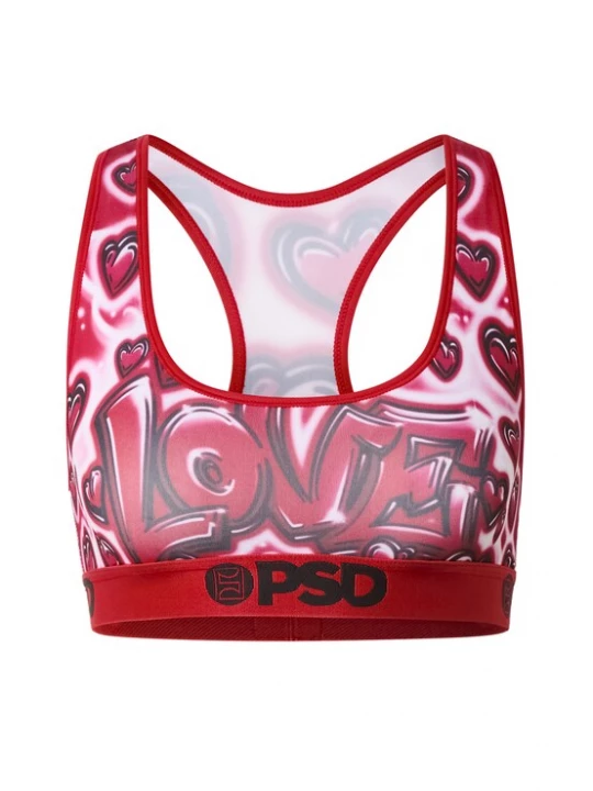 Obrázek produktu PSD Sportovní podprsenka 'Lovecore' růžová / červená / černá / bílá