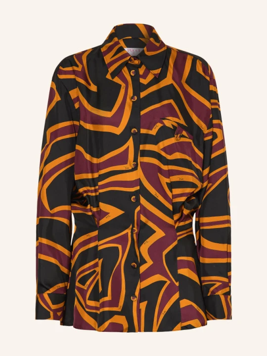 Obrázek produktu Pucci Košilové Šaty Z Hodvábí černá / tmavě červená / oranžová