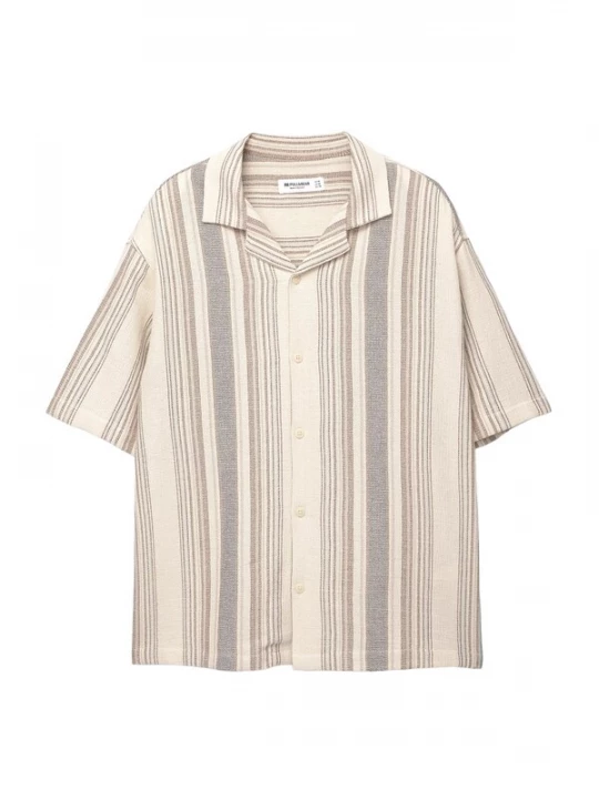 Obrázek produktu Pull&Bear Košile béžová / tmavě béžová / kouřově modrá / hnědá