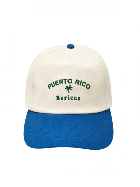 Obrázek produktu Pull&Bear Kšiltovka 'PUERTO RICO BORIQUA' modrá / tmavě zelená / přírodní bílá