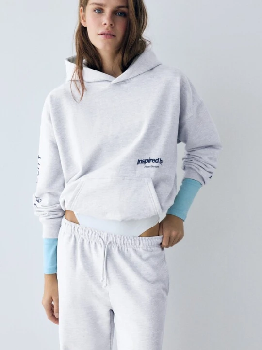 Obrázek produktu Pull&Bear Mikina 'PACIFIC INSPIRED' tmavě modrá / šedý melír