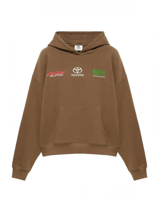 Obrázek produktu Pull&Bear Mikina 'TOYOTA' hnědá / zelená / červená / bílá