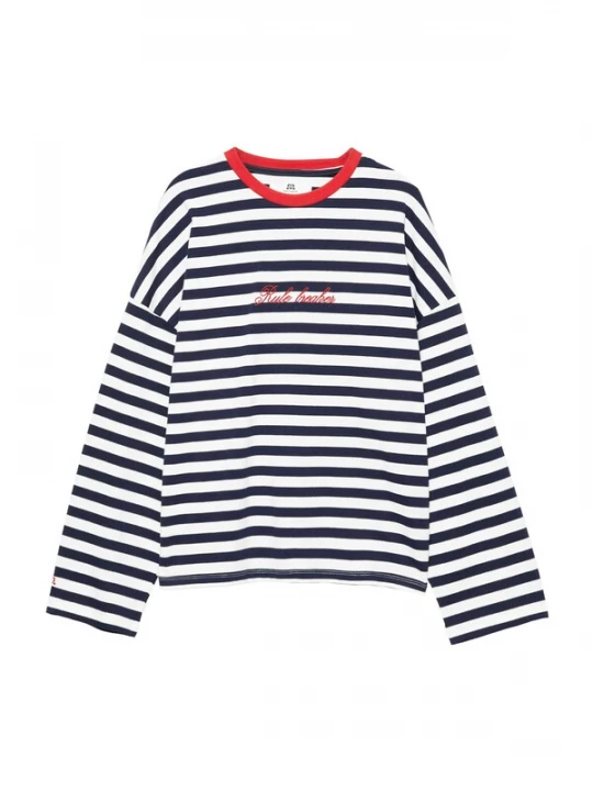 Obrázek produktu Pull&Bear Oversized tričko 'PACIFIC RAYAS' námořnická modř / červená / bílá