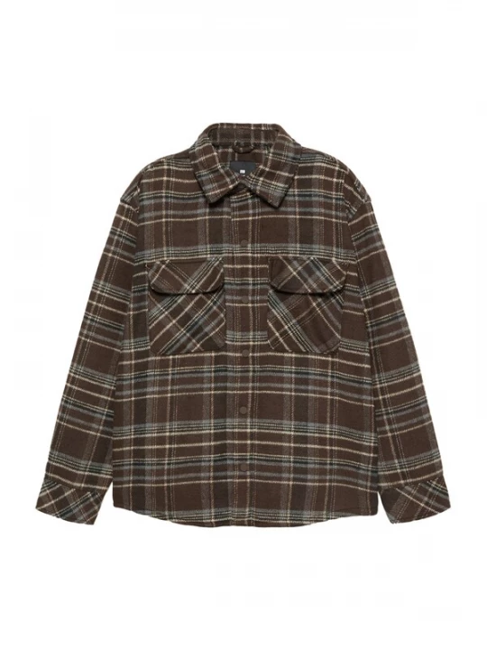 Obrázek produktu Pull&Bear Přechodná bunda krémová / tmavě hnědá / bílá