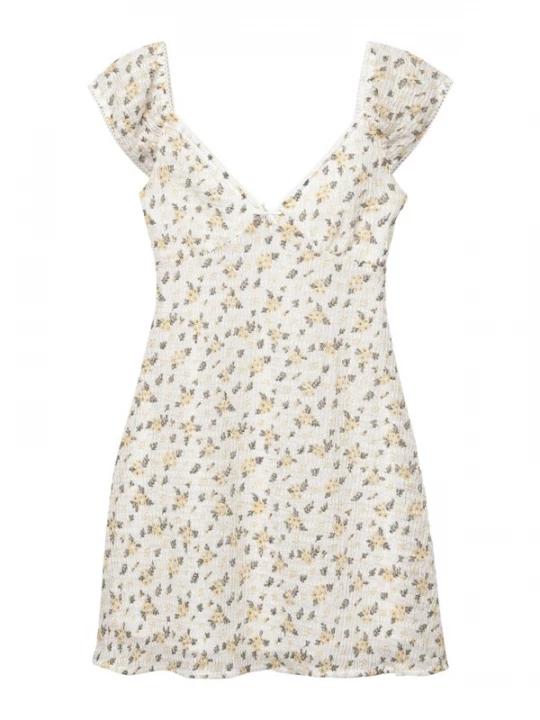 Obrázek produktu Pull&Bear Šaty pastelově žlutá / tmavě zelená / bílá