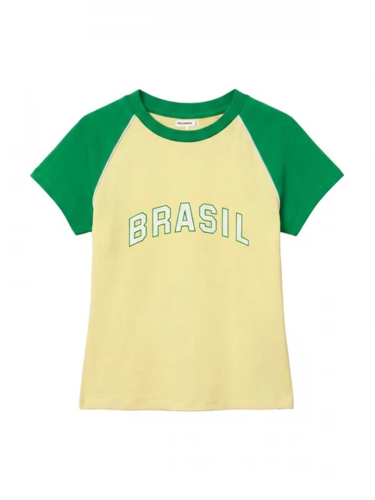 Obrázek produktu Pull&Bear Tričko 'BRASIL' žlutá / zelená / bílá