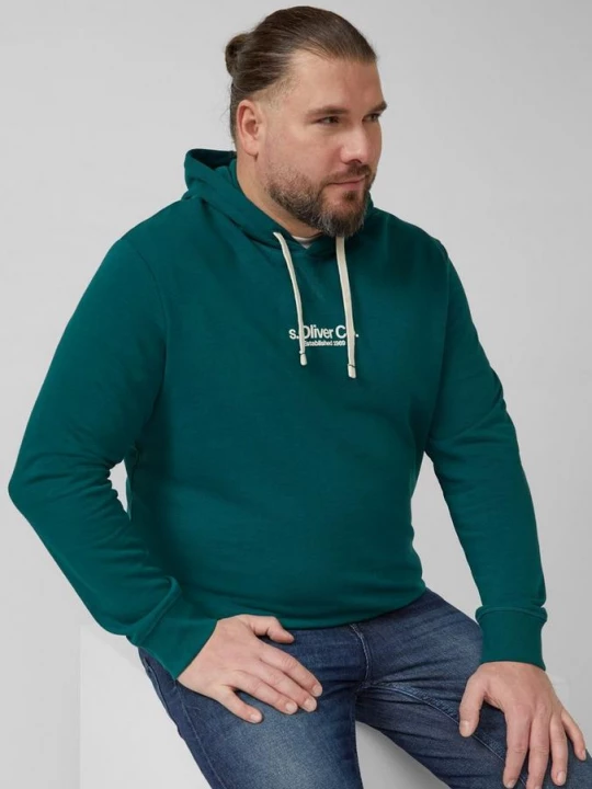 Obrázek produktu Pulovr s kapucí a natištěným logem, z bavlněné směsi s.Oliver zelená