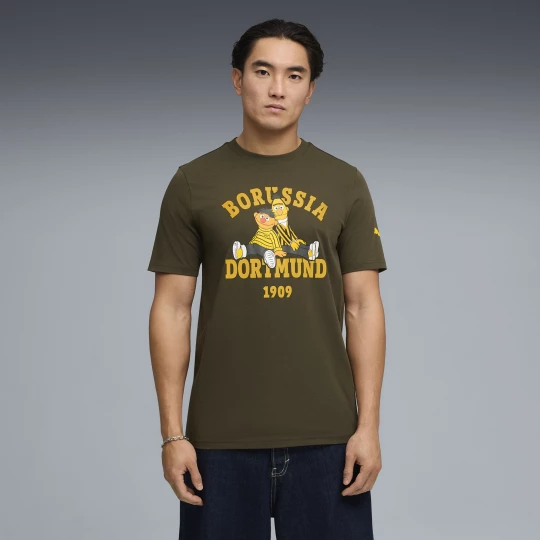 Obrázek produktu PUMA Borussia Dortmund x Sesame Street Tee Men, Clothing, Dark Olive/Faster Yellow béžová