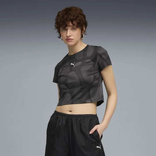 Obrázek produktu PUMA DARE TO All Over Print Baby Tee Women, Clothing, Black