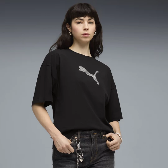 Obrázek produktu PUMA Essentials Graphics Bedazzled Oversized Tee Women, Clothing, Black