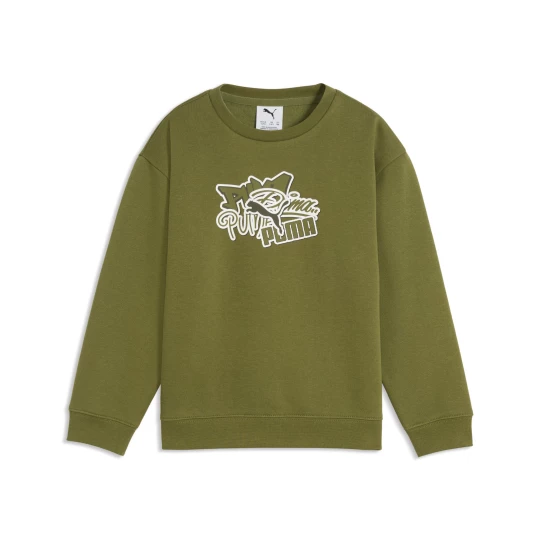 Obrázek produktu PUMA Essentials Graphics Scribble GFX Relaxed Crew Sweatshirt Kids, Shop, Olive Green
