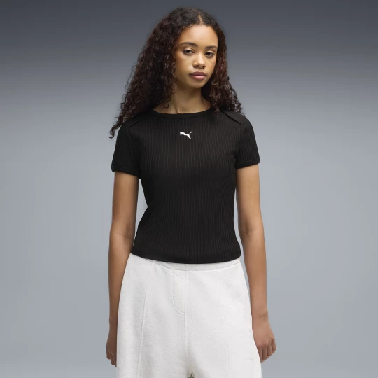 Obrázek produktu PUMA Essentials Ribbed Slim Tee Women, Clothing, Black