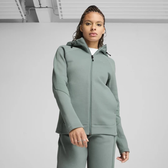 Obrázek produktu PUMA EVOSTRIPE Full-Zip Hoodie Women, Clothing, Green Moon