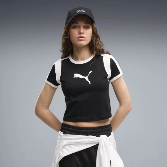 Obrázek produktu PUMA Graphic Slim Ringer Baby Tee Women, Clothing, Black