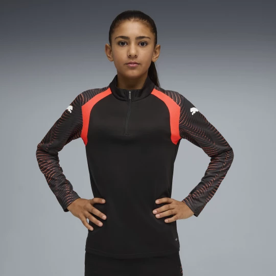 Obrázek produktu PUMA individualFINAL Quarter-Zip Football Top Youth, Kids, Black/Mint Jelly/Glowing Red