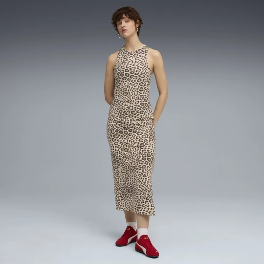 Obrázek produktu PUMA LEO LUXE Slim All-Over Print Dress Women, Clothing, Alpine Snow / Ice Coffee