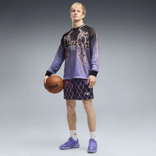 Obrázek produktu PUMA Melo Asteriks Printed Mesh 7" Basketball Shorts Men, Men, Lavender Alert / Black fialová