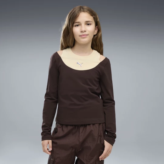 Obrázek produktu PUMA Midnight Shadow Slim Long Sleeve Tee Youth, Clothing, Chocolate Fondue