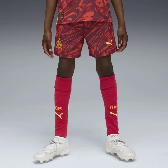 Obrázek produktu PUMA Olympique de Marseille 25/26 Goalkeeper Shorts Youth, Clothing, Dark Crimson/Sunny Yellow/Dark Poppy