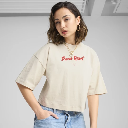 Obrázek produktu PUMA PREMIUM Essentials Oversized Graphic Tee Women, Clothing, Alpine Snow
