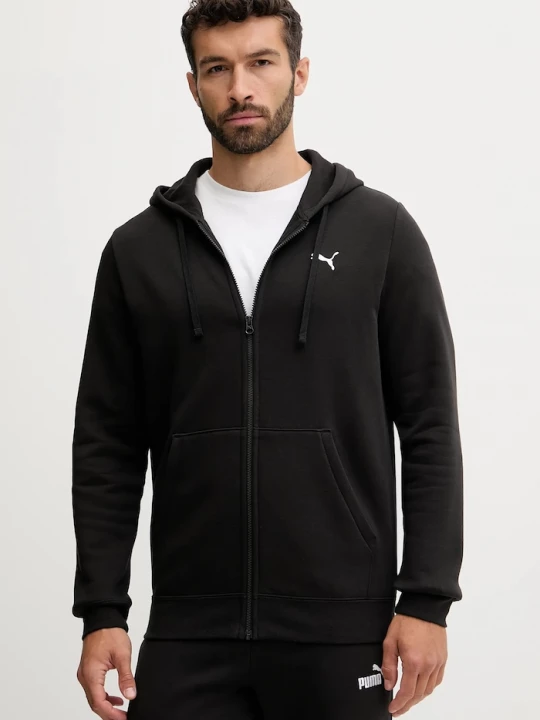 Obrázek produktu Puma rozepínací mikina s kapucí pánská s bavlnou černá
