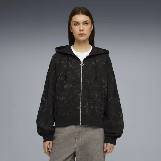 Obrázek produktu PUMA Street Glam Oversized Full-Zip Hoodie Women, Clothing, Black