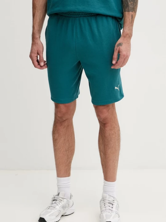 Obrázek produktu Puma teplákové šortky pánské s bavlnou Essential Elevated tyrkysová