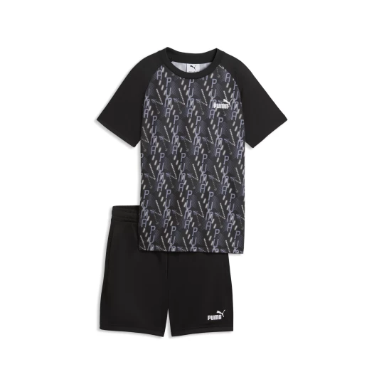 Obrázek produktu PUMA TRAIN ALL DAY Essentials Printed Tee and Shorts Set Youth, Shop, Black