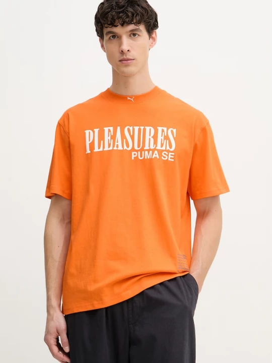 Obrázek produktu Puma tričko pánské bavlněné PUMA x PLEASURES Typo Tee oranžová