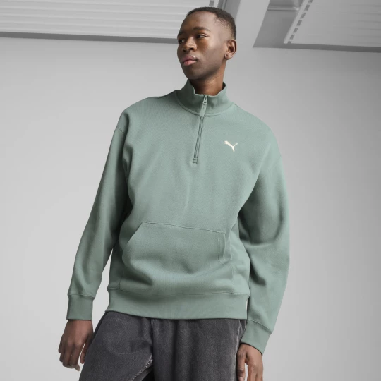 Obrázek produktu PUMA WARDROBE ESS Relaxed Half Zip Crew Men, Clothing, Green Moon