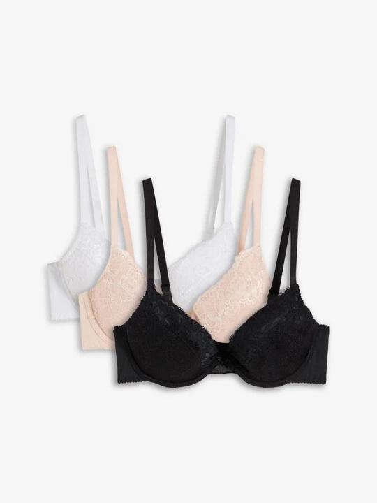Obrázek produktu Push-up podprsenka s jemnou krajkou (3 ks v balení) BonPrix