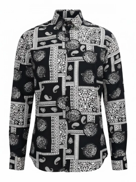 Obrázek produktu Radwa Košile 'Men's Viscose multicolor pattern shirt' černý melír
