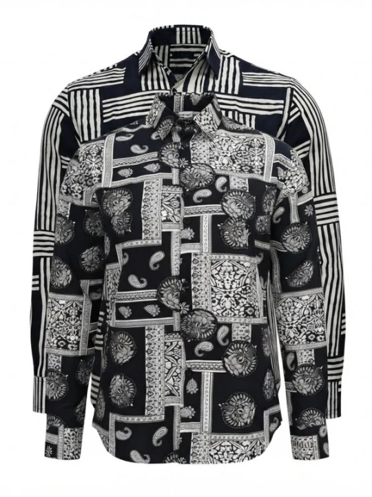 Obrázek produktu Radwa Košile 'Viscos floral pattern 2pc' černá / černý melír